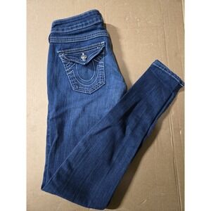 True Religion Jeans Womens 26 Blue Dark Jodie Skinny Flap Pockets Y2K Low Rise‎
